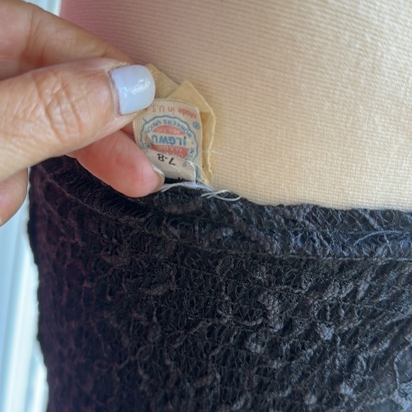 Vintage Lace Chiffon Black Strapless Dress Sz7-8 - Picture 10 of 13